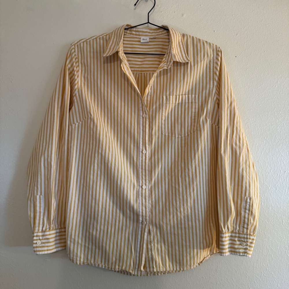 GAP Yellow Striped Casual Button Down Shirt